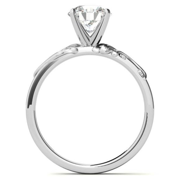 4.0Carat -9.0mm Asscher Moissanite Floral Accent Engagement Ring - Picture 5 of 6